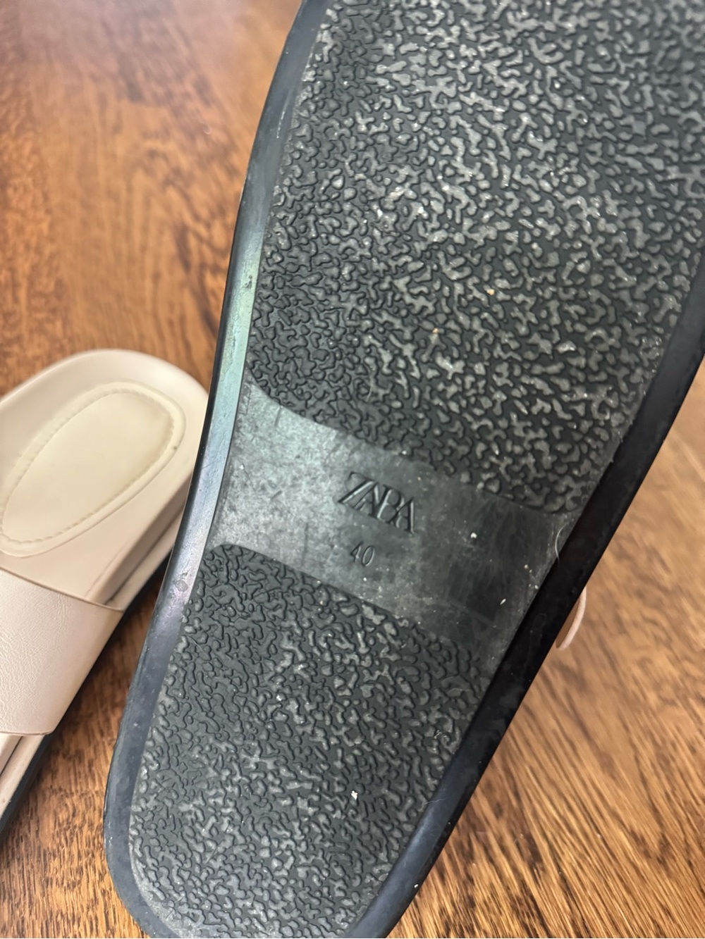 Zara Cream Double-Strap Buckle Slide Sandals - Picture 4 of 5